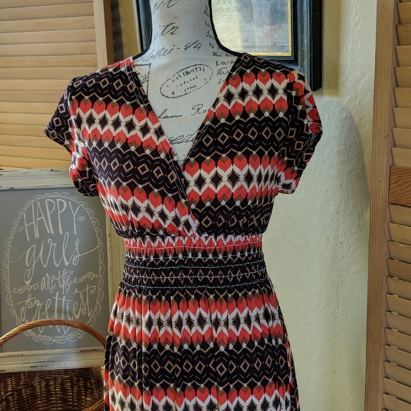 5th & Love Dresses & Skirts - Maix long orange and brown  cream gathered waist